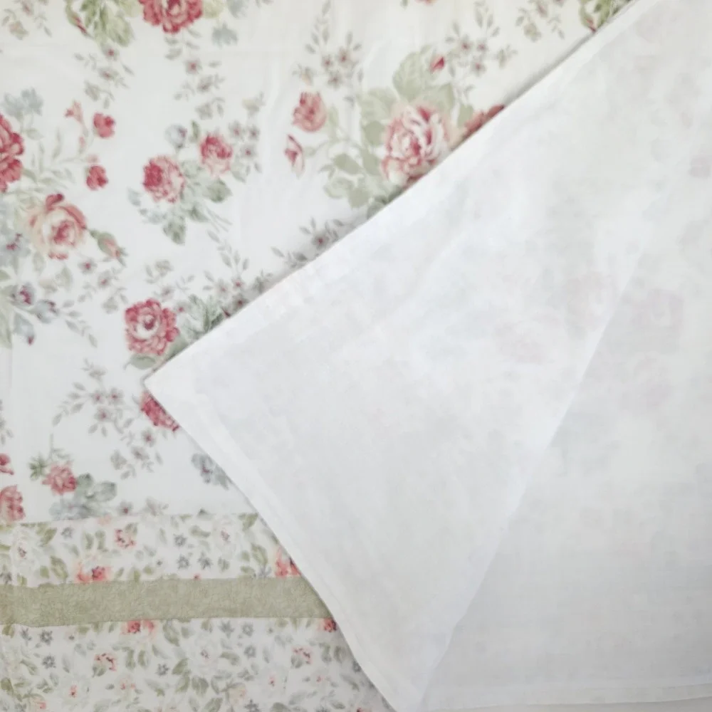 Vtg JC Penney Window Valance Floral Rose Lined Shabby Cottage Autumn 80x18 PAIR